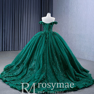 Spring Green Ball Gown Quinceanera Dress with Off the Shoulder