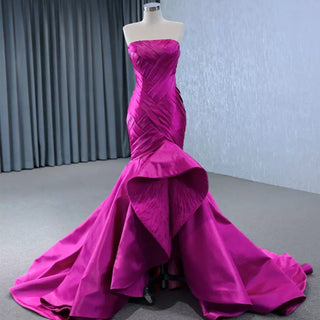 Strapless Mermaid High Low Formal Evening Dresses Pageant Gowns