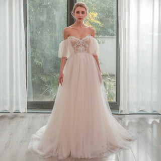 Gorgeous Off-The-Shoulder Sweetheart A Line Wedding Dresses