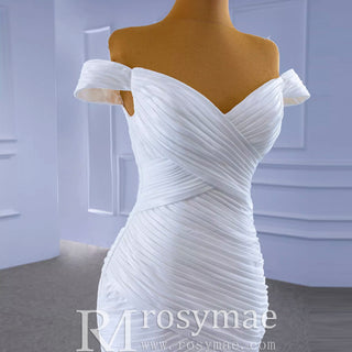 Satin Mermaid Wedding Dress Off the Shoulder Trumpet Wedding Gown