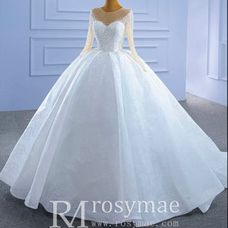 Long Sleeve Ball Gown Wedding Dress Princess Bridal Gown