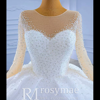 Long Sleeve Ball Gown Wedding Dress Princess Bridal Gown