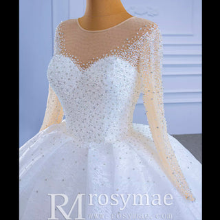 Long Sleeve Ball Gown Wedding Dress Princess Bridal Gown