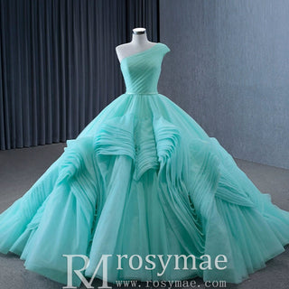 One Shoulder Ball Gown Quinceanera Dress with Court Train