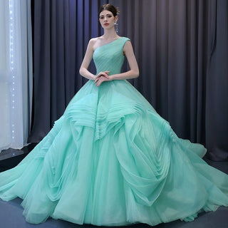 One Shoulder Ball Gown Quinceanera Dress with Court Train