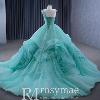 One Shoulder Ball Gown Quinceanera Dress with Court Train