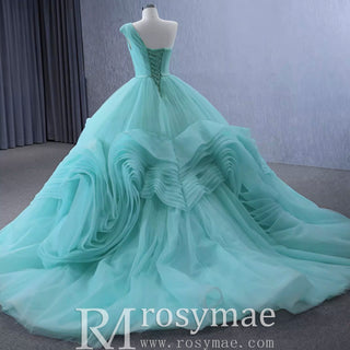 One Shoulder Ball Gown Quinceanera Dress with Court Train