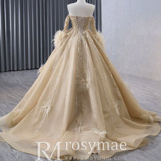 Gorgeous Champagne Handmade Tassel Prom Dress Formal Gown