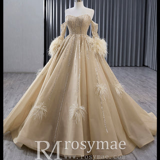 Gorgeous Champagne Handmade Tassel Prom Dress Formal Gown