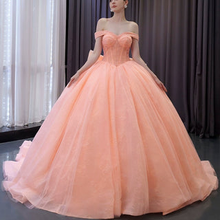 luxury Off-the-Shoulder Quinceanera Dress Pink Ball Gown Formal Gown