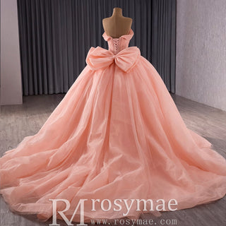 luxury Off-the-Shoulder Quinceanera Dress Pink Ball Gown Formal Gown