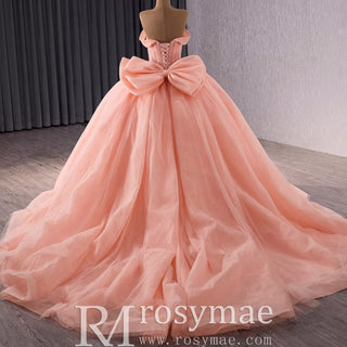 luxury Off-the-Shoulder Quinceanera Dress Pink Ball Gown Formal Gown