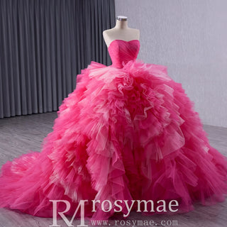 Ruffled Wedding Gown Detachable Overskirt Quinceanera Dress