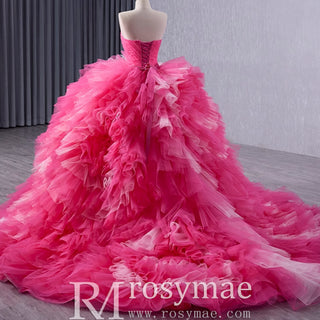 Ruffled Wedding Gown Detachable Overskirt Quinceanera Dress