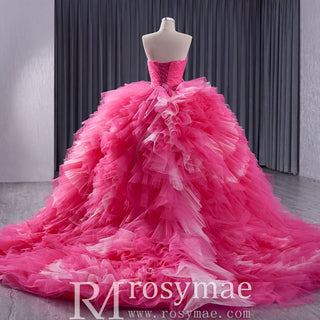 Ruffled Wedding Gown Detachable Overskirt Quinceanera Dress