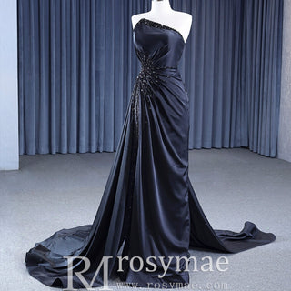 High-end Handmade Beading Evening Dress with Asymmetrical Neck