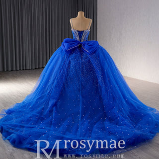 Sparkly V-neck Quinceanera Dress Ball Gown with Spaghetti Straps