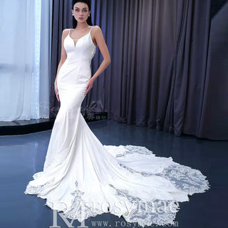 High-end Mermaid Spaghetti Straps Backless Wedding Dress