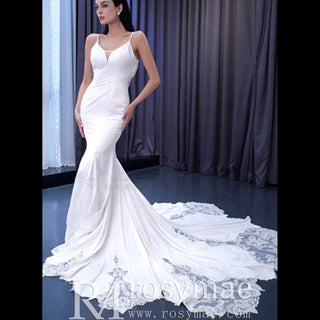 High-end Mermaid Spaghetti Straps Backless Wedding Dress