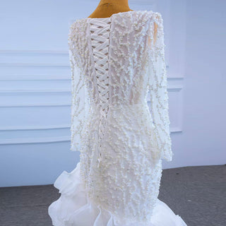 Long Sleeve Mermaid Ruffle Wedding Dress with Long Sleeve