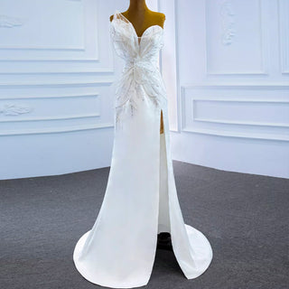 Sweetheart Sheath Satin Modern Butterfly Wedding Dress with Leg Slit