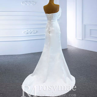 Sweetheart Sheath Satin Modern Butterfly Wedding Dress with Leg Slit