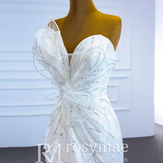 Sweetheart Sheath Satin Modern Butterfly Wedding Dress with Leg Slit