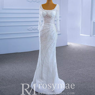 Beaded Fit and Flare Wedding Dress with Detachable Overskirt