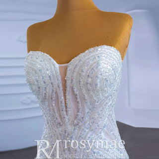 Beaded Sheath Sweetheart Mermaid Wedding Dress with Detachable Skirt