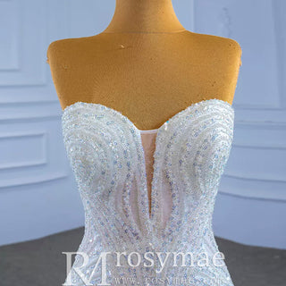 Beaded Sheath Sweetheart Mermaid Wedding Dress with Detachable Skirt