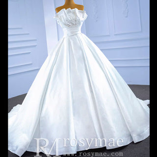 Strapless Satin Ball Gown Wedding Dress Modest Wedding Gown