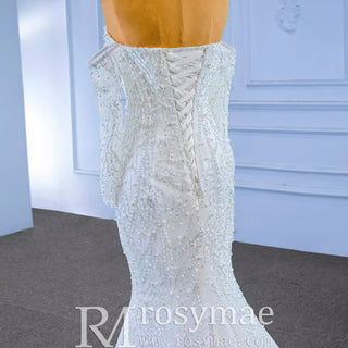 Mermaid Detachable Long Sleeve Wedding Dress with Sweetheart