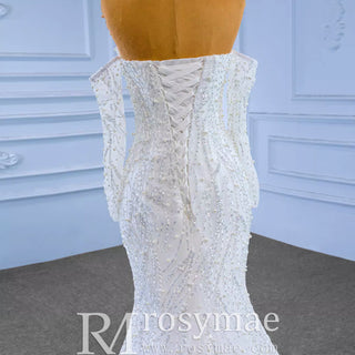 Mermaid Detachable Long Sleeve Wedding Dress with Sweetheart