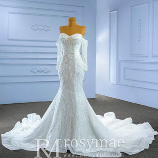 Mermaid Detachable Long Sleeve Wedding Dress with Sweetheart