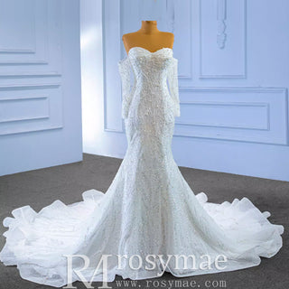 Mermaid Detachable Long Sleeve Wedding Dress with Sweetheart