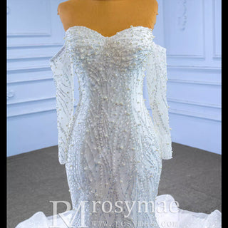 Mermaid Detachable Long Sleeve Wedding Dress with Sweetheart