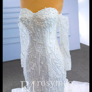 Mermaid Detachable Long Sleeve Wedding Dress with Sweetheart