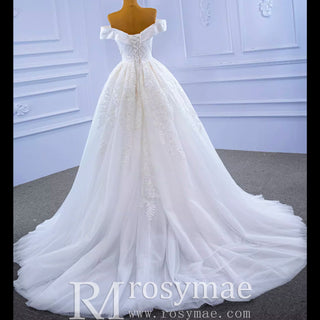 Off the Shoulder Sheath Ruched Wedding Dress with Overskirt