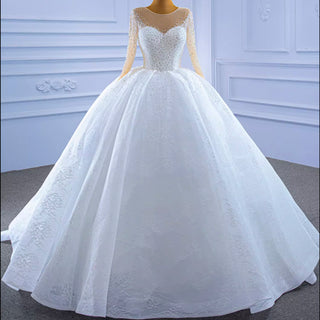 Long Sleeve Ball Gown Wedding Dress Princess Bridal Gown