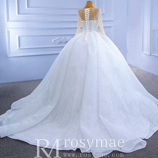 Long Sleeve Ball Gown Wedding Dress Princess Bridal Gown