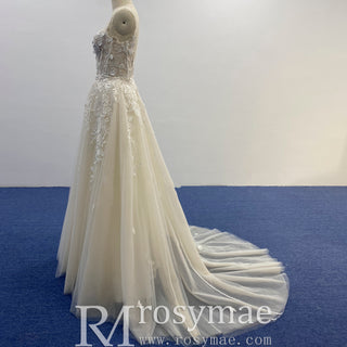 Sweetheart Neckline A-line Tulle and Lace Wedding Dress