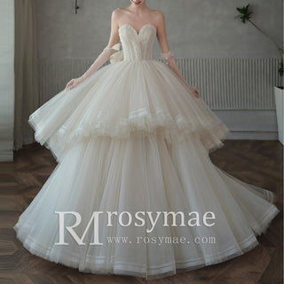Handmade 3D Flower Ball Gown Wedding Dress Bridal Gowns