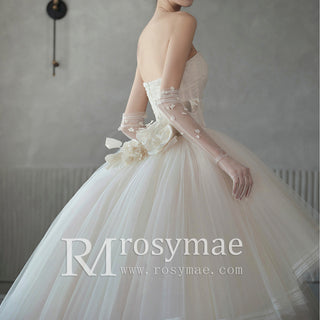 Handmade 3D Flower Ball Gown Wedding Dress Bridal Gowns