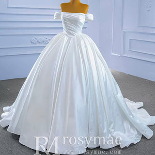 Off Shoulder Satin Wedding Gown Simple Classy Wedding Dress