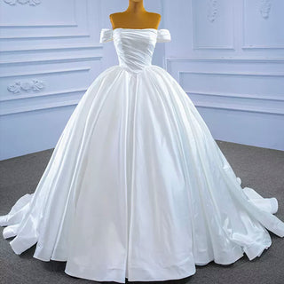 Off Shoulder Satin Wedding Gown Simple Classy Wedding Dress