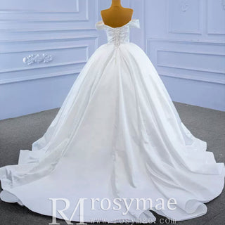 Off Shoulder Satin Wedding Gown Simple Classy Wedding Dress