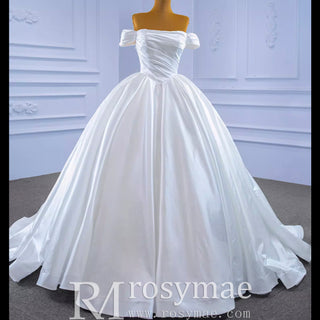 Off Shoulder Satin Wedding Gown Simple Classy Wedding Dress