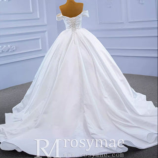 Off Shoulder Satin Wedding Gown Simple Classy Wedding Dress