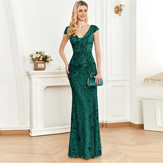 Temperament Slim Formal Evening Dress Mermaid Sequins Prom Dresses