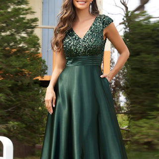 Prom Dress Evening Gown with Cap Sleeve